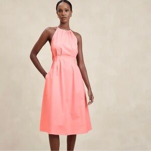 Banana Republic POPLIN HALTER MIDI DRESS Size XS